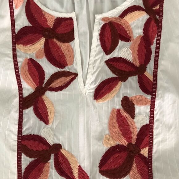 Madewell Fable Embroidered Floral Short Sleeve Smock Top White - Picture 5 of 9